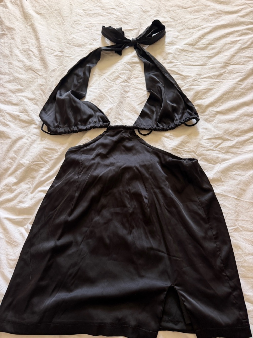 SHEIN Black Halter Mini Dress with Cutout